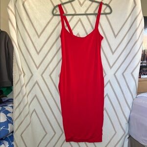 Naked Wardrobe Red Bodycon Midi Dress